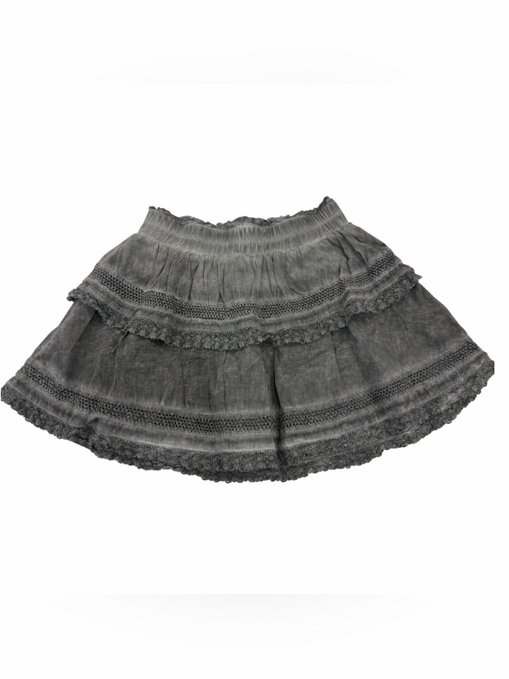 Katie J NYC Tween Skirt Med Ruffle Mini Boho Lace Tiered Soft Stretch Cottagecor